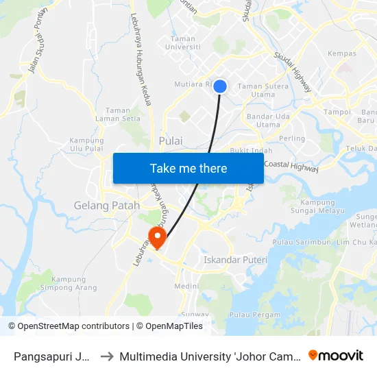 Pangsapuri Jasa to Multimedia University 'Johor Campus' map