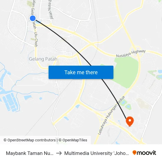 Maybank Taman Nusantara to Multimedia University 'Johor Campus' map