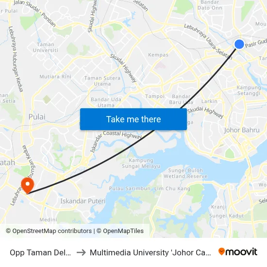 Opp Taman Delima to Multimedia University 'Johor Campus' map