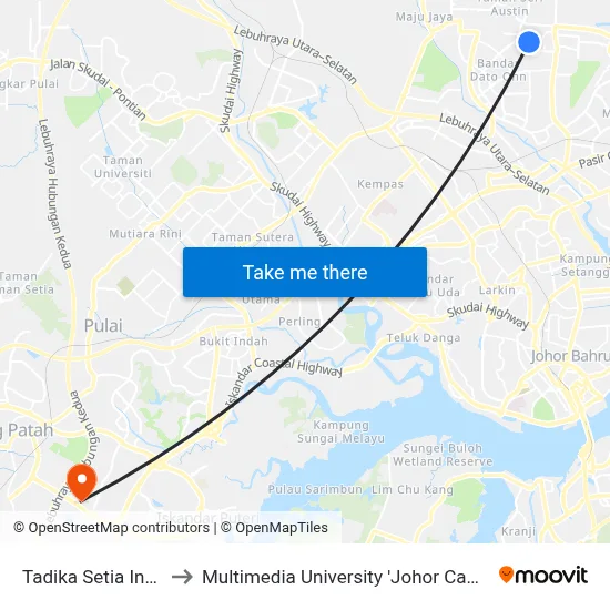 Tadika Setia Indah to Multimedia University 'Johor Campus' map