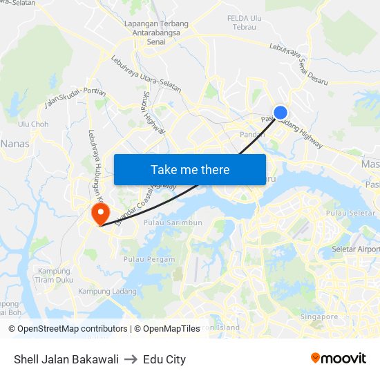 Shell Jalan Bakawali to Edu City map