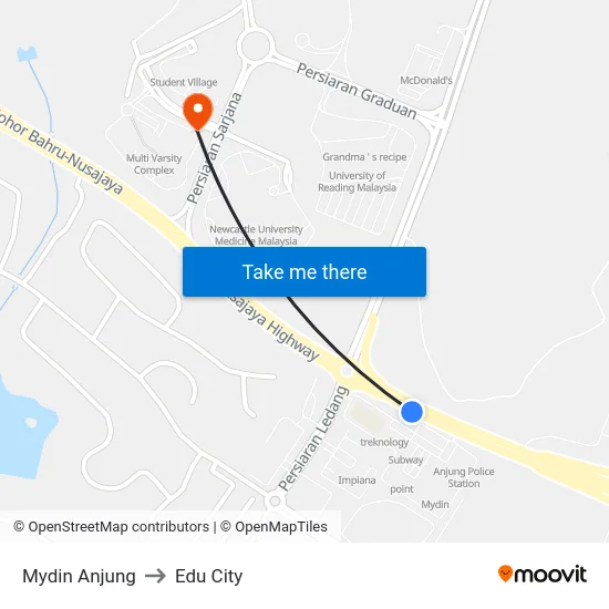 Mydin Anjung to Edu City map