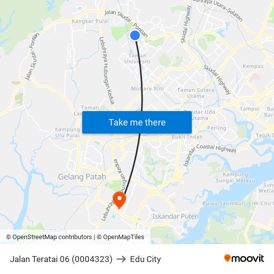 Jalan Teratai 06 (0004323) to Edu City map