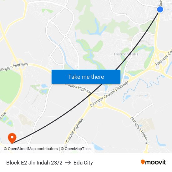 Indah Court Apartment to Edu City map