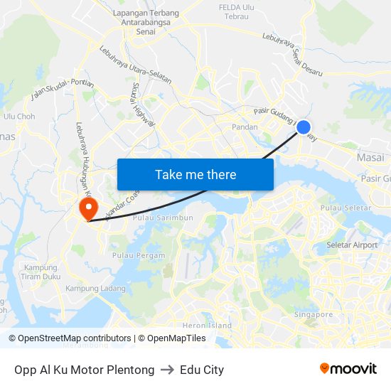 Opp Al Ku Motor Plentong to Edu City map
