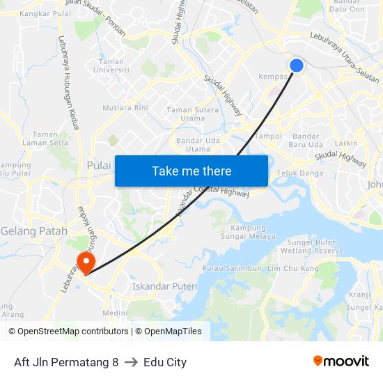 Aft Jln Permatang 8 to Edu City map