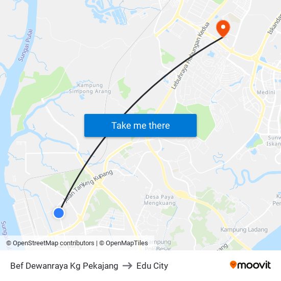 Bef Dewanraya Kg Pekajang to Edu City map