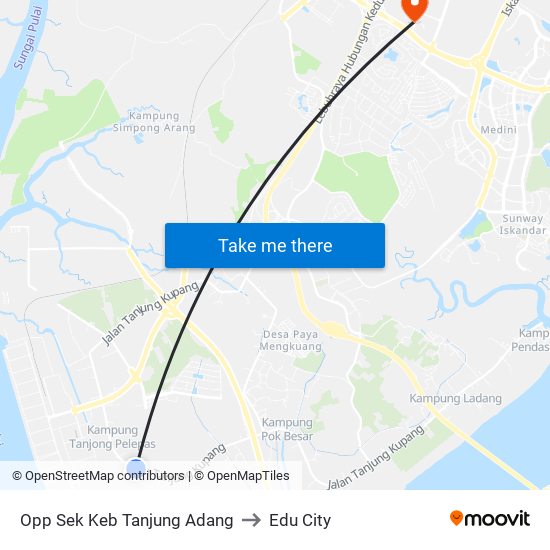 Opp Sek Keb Tanjung Adang to Edu City map