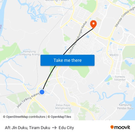 Aft Jln Duku, Tiram Duku to Edu City map