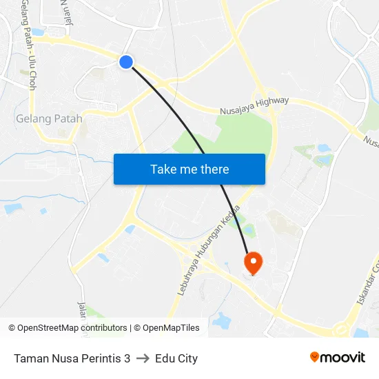 Taman Nusa Perintis 3 to Edu City map