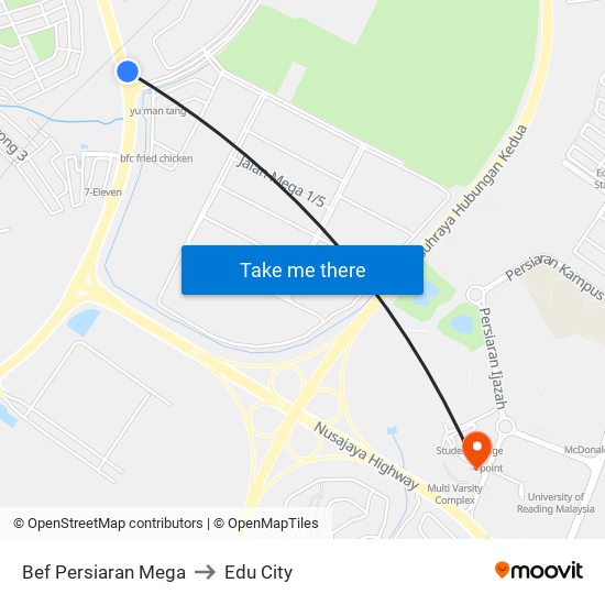 Bef Persiaran Mega to Edu City map