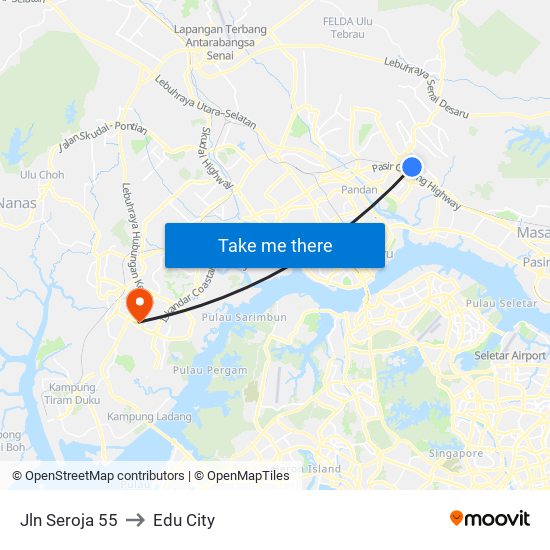 Jln Seroja 55 to Edu City map