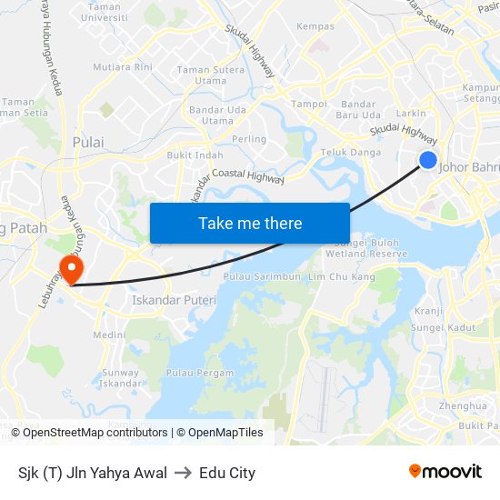 Sjk (T) Jln Yahya Awal to Edu City map