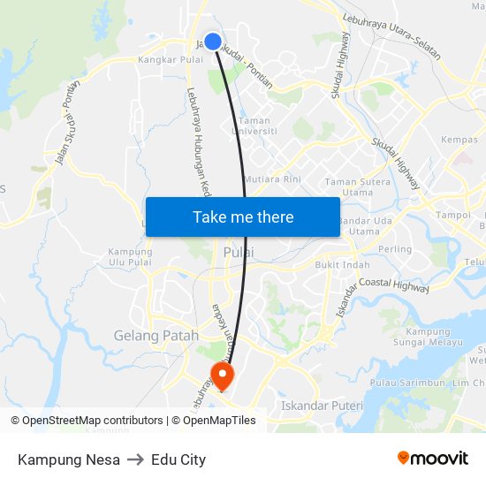 Kampung Nesa to Edu City map