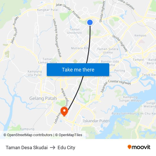 Taman Desa Skudai to Edu City map