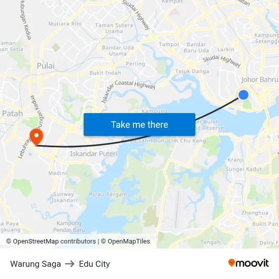 Warung Saga to Edu City map