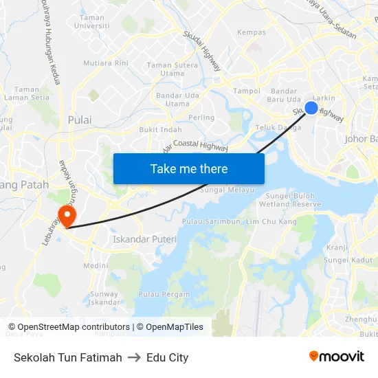 Sekolah Tun Fatimah to Edu City map