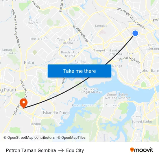 Petron Taman Gembira to Edu City map