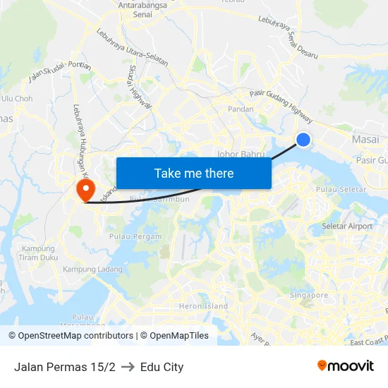 Jalan Permas 15/2 to Edu City map