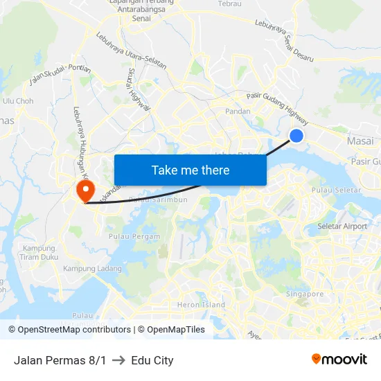 Jalan Permas 8/1 to Edu City map