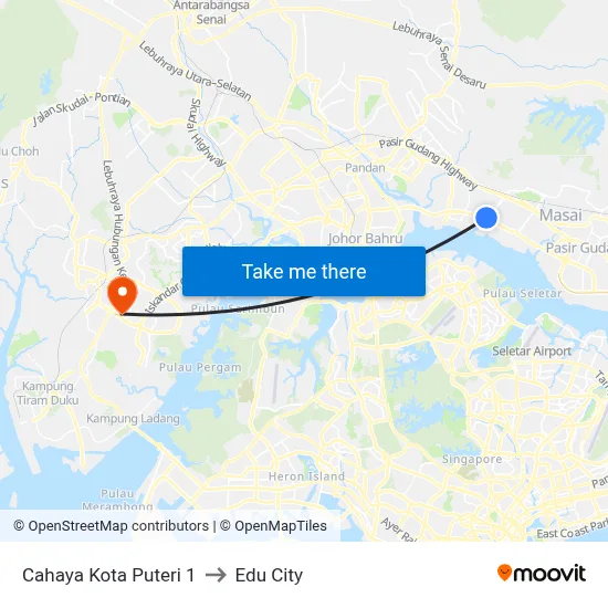 Cahaya Kota Puteri 1 to Edu City map