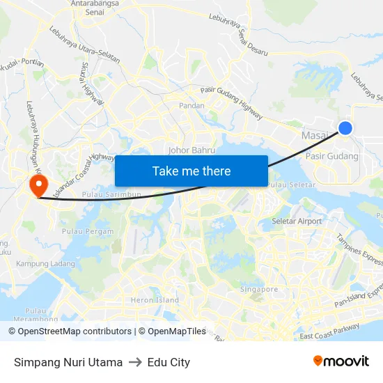 Simpang Nuri Utama to Edu City map