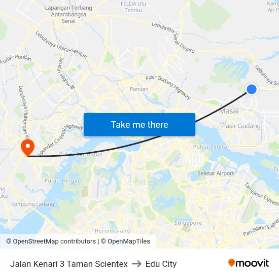 Jalan Kenari 3 Taman Scientex to Edu City map