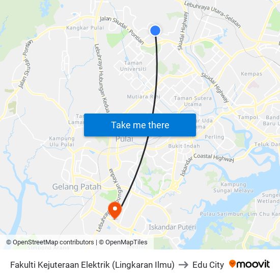 Fakulti Kejuteraan Elektrik (Lingkaran Ilmu) to Edu City map