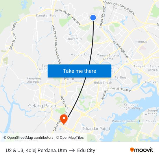 U2 & U3, Kolej Perdana, Utm to Edu City map