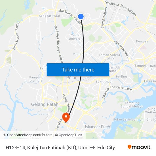 H12-H14, Kolej Tun Fatimah (Ktf), Utm to Edu City map