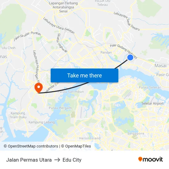 Jalan Permas Utara to Edu City map