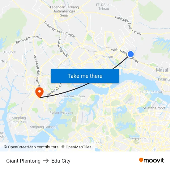 Giant Plentong to Edu City map