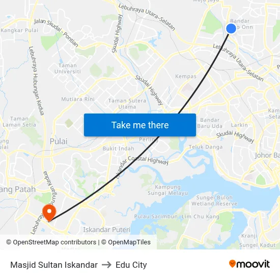 Masjid Sultan Iskandar to Edu City map