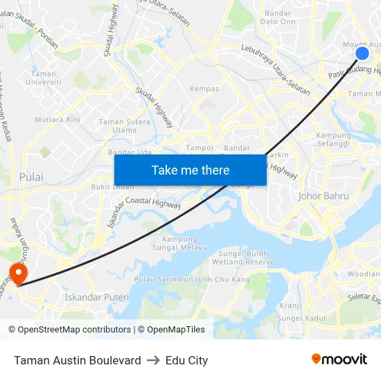 Taman Austin Boulevard to Edu City map