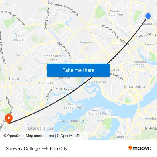Sunway College to Edu City map