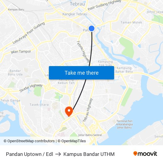 Pandan Uptown / Edl to Kampus Bandar UTHM map
