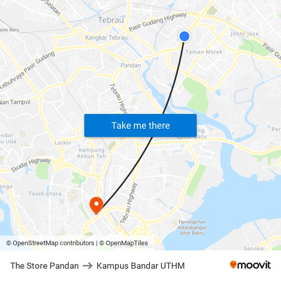 The Store Pandan to Kampus Bandar UTHM map
