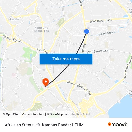 Aft Jalan Sutera to Kampus Bandar UTHM map
