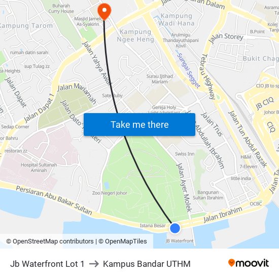 Jb Waterfront Lot 1 to Kampus Bandar UTHM map