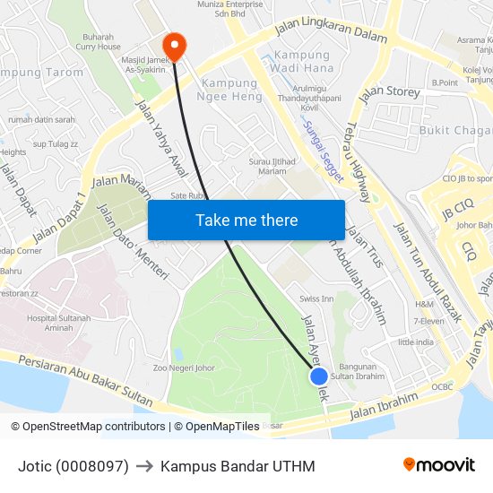 Jotic (0008097) to Kampus Bandar UTHM map