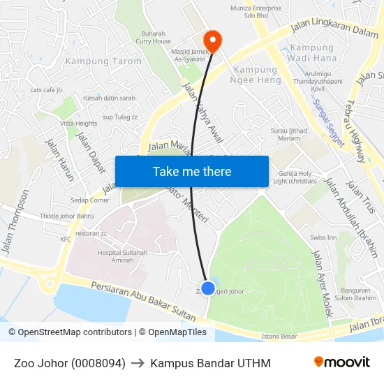 Zoo Johor (0008094) to Kampus Bandar UTHM map