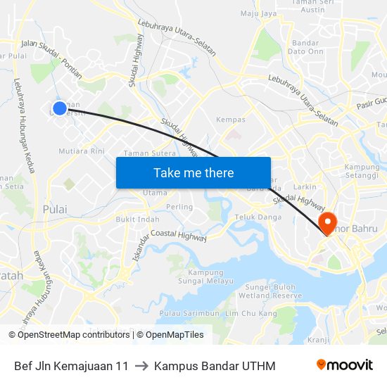 Kelab Sukan Dan Rekreasi Taman Universit to Kampus Bandar UTHM map