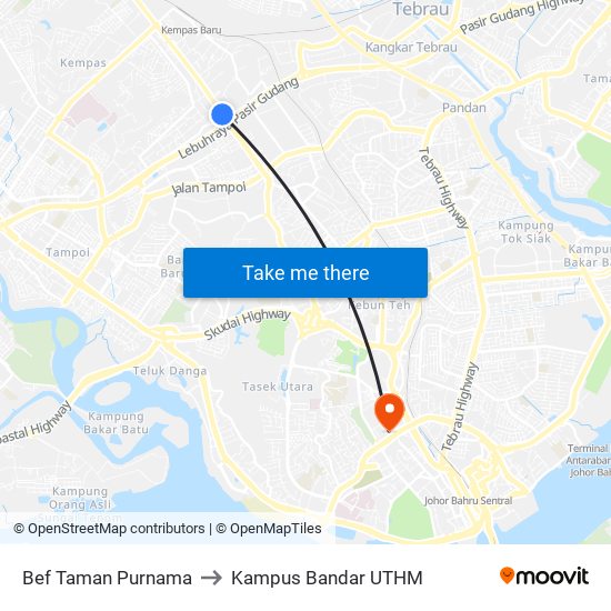 Bef Taman Purnama to Kampus Bandar UTHM map