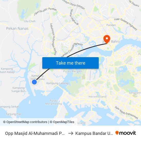 Opp Masjid Al-Muhammadi Pekajang to Kampus Bandar UTHM map