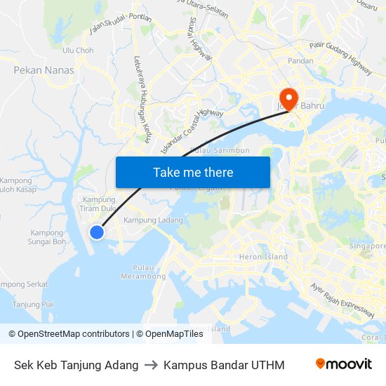 Sek Keb Tanjung Adang to Kampus Bandar UTHM map