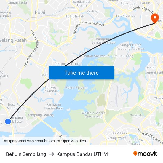 Bef Jln Sembilang to Kampus Bandar UTHM map