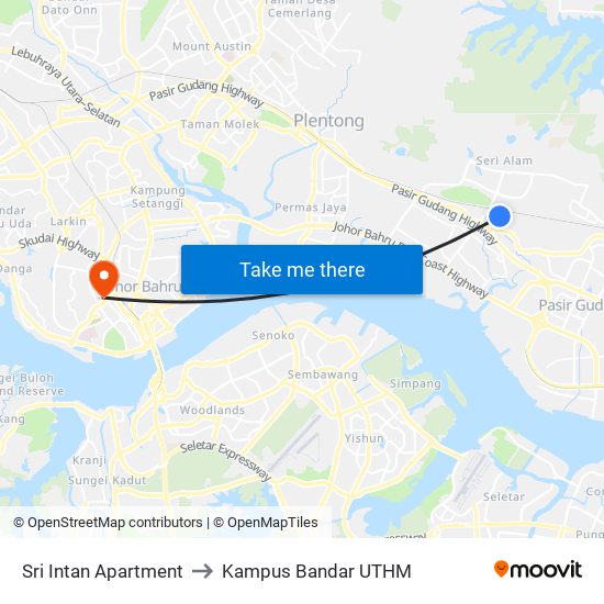 Sri Intan Apartment to Kampus Bandar UTHM map
