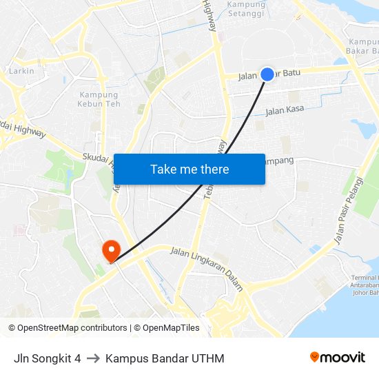 Jln Songkit 4 to Kampus Bandar UTHM map