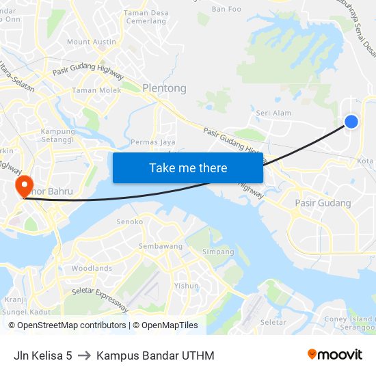 Jln Kelisa 5 to Kampus Bandar UTHM map