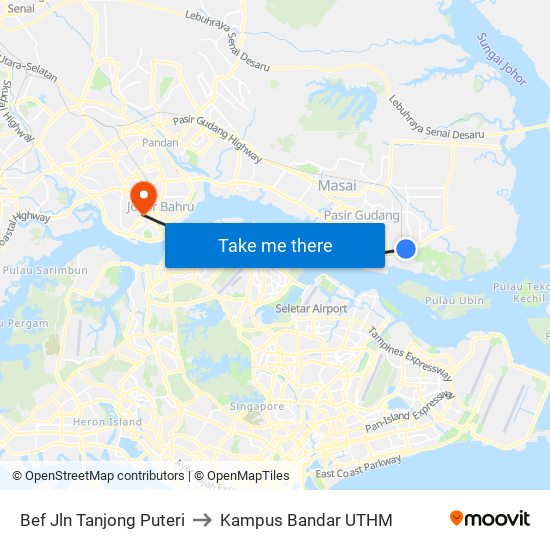 Bef Jln Tanjong Puteri to Kampus Bandar UTHM map